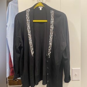 Black cardigan sweater with beads